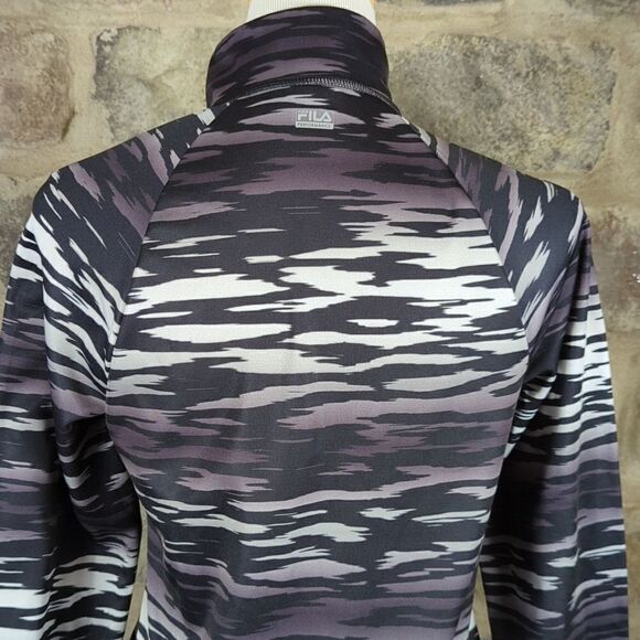 FILA Sport Gray Camo Pull Over 1/4 Zip Kangaroo Pocket Woman's Small Athletic - Picture 7 of 16